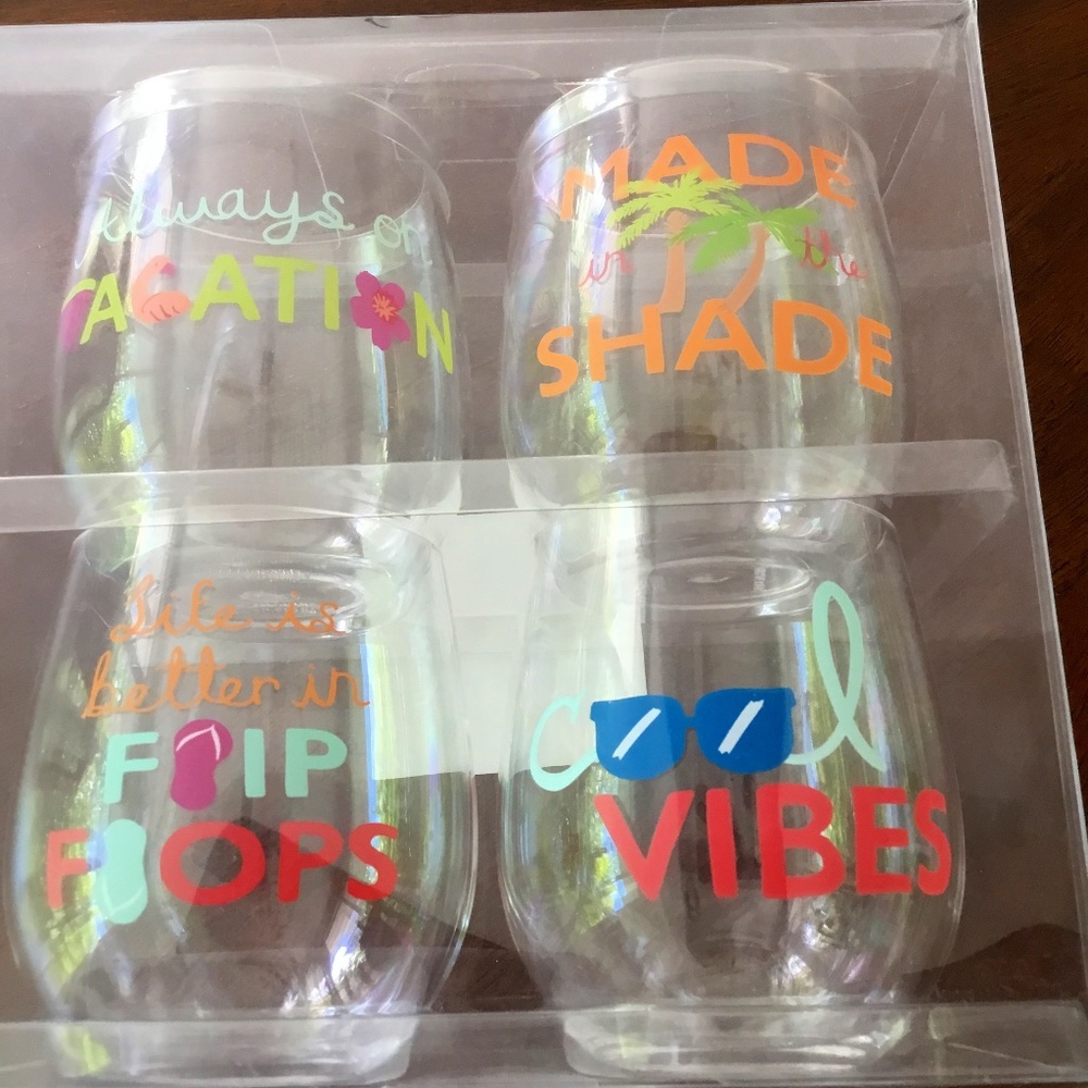 4 PC set Acrylic Stemless Wine Glasses BPA free